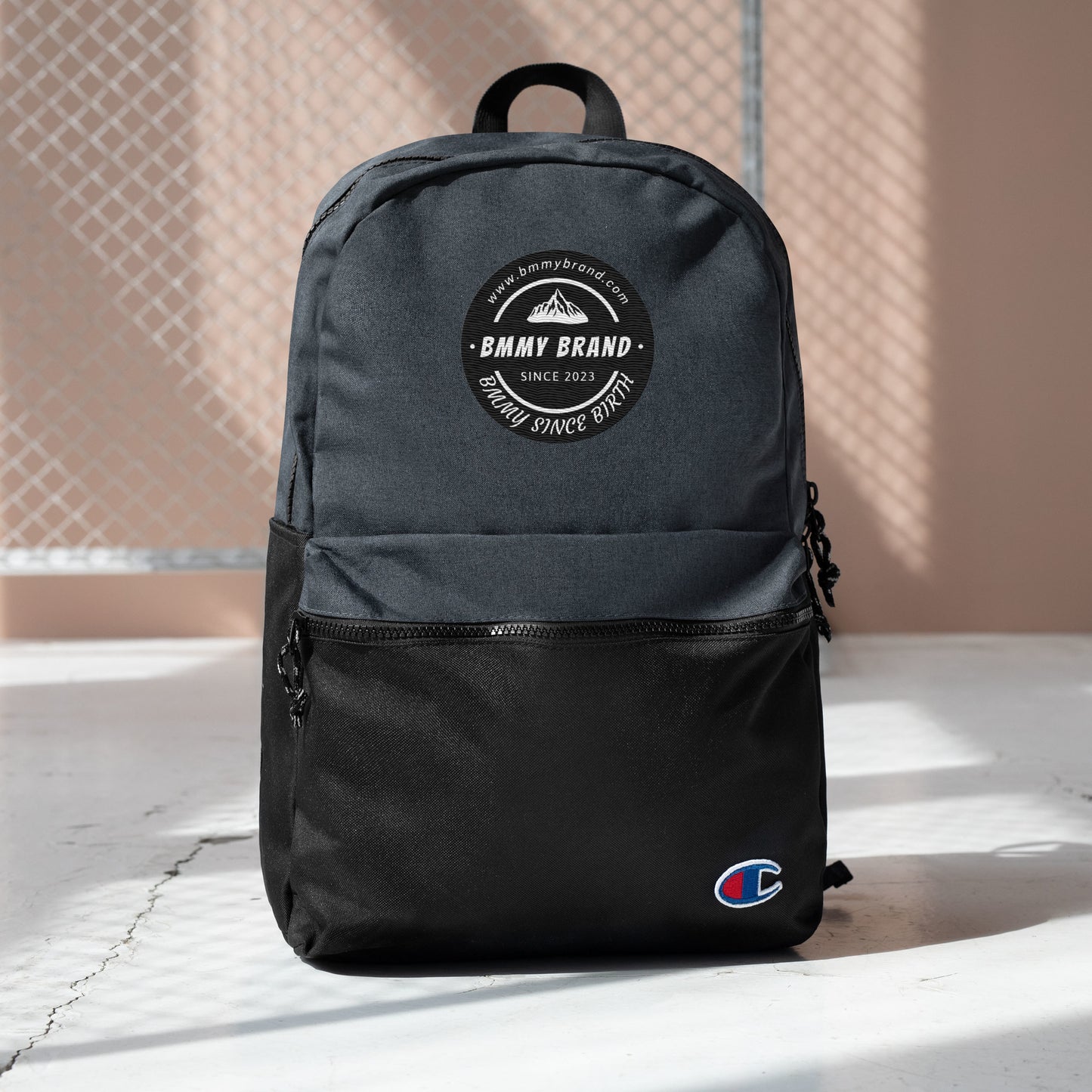 Embroidered Champion Backpack Shoulder Bag School Bag Heather Black