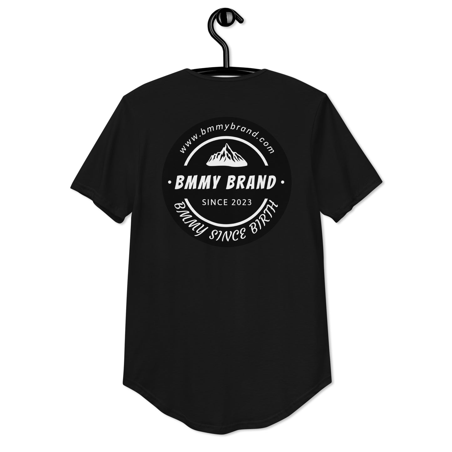 Men's T-Shirt Curved Hem Black BMMY Logo Backside