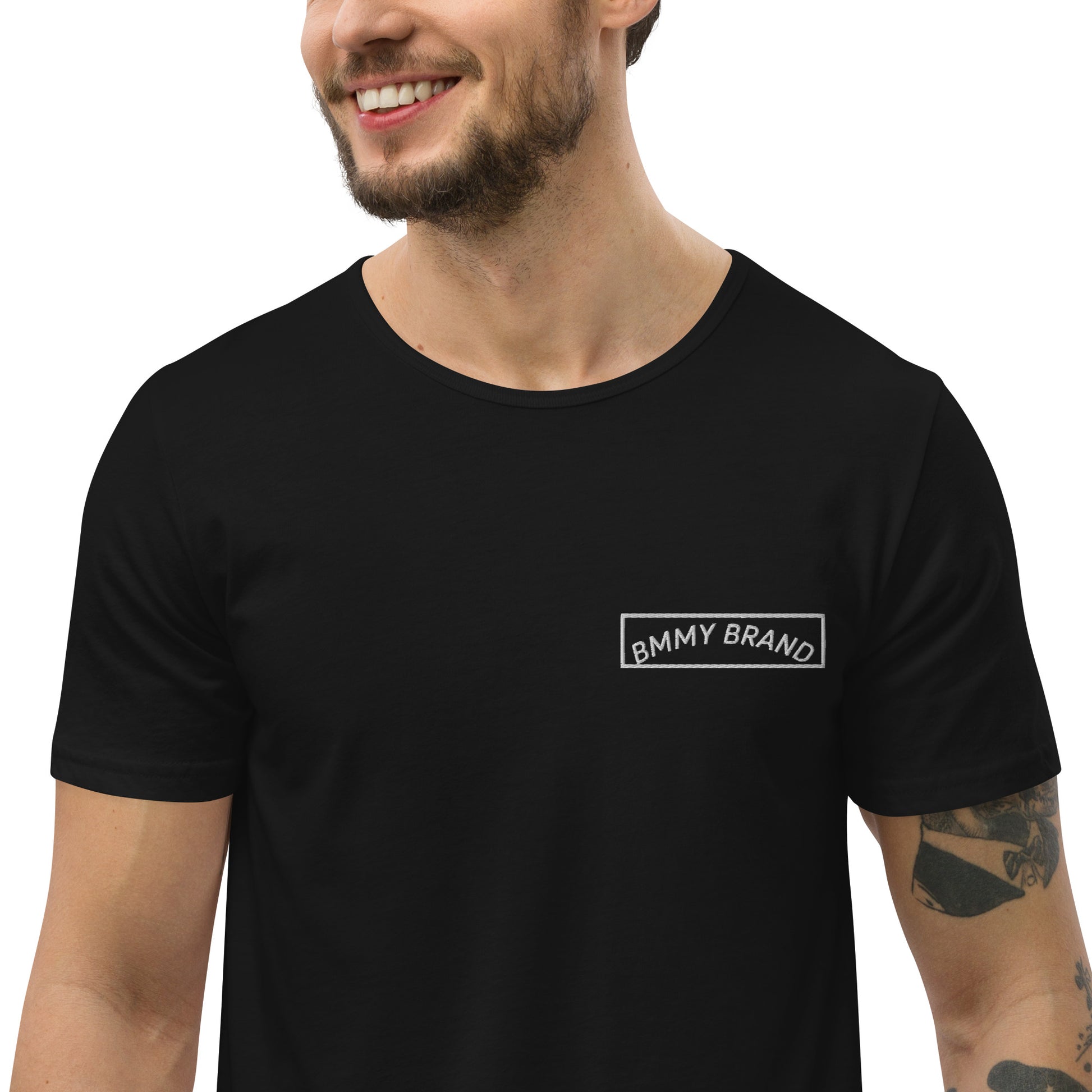 Men's T-Shirt Curved Hem Black BMMY Logo Backside