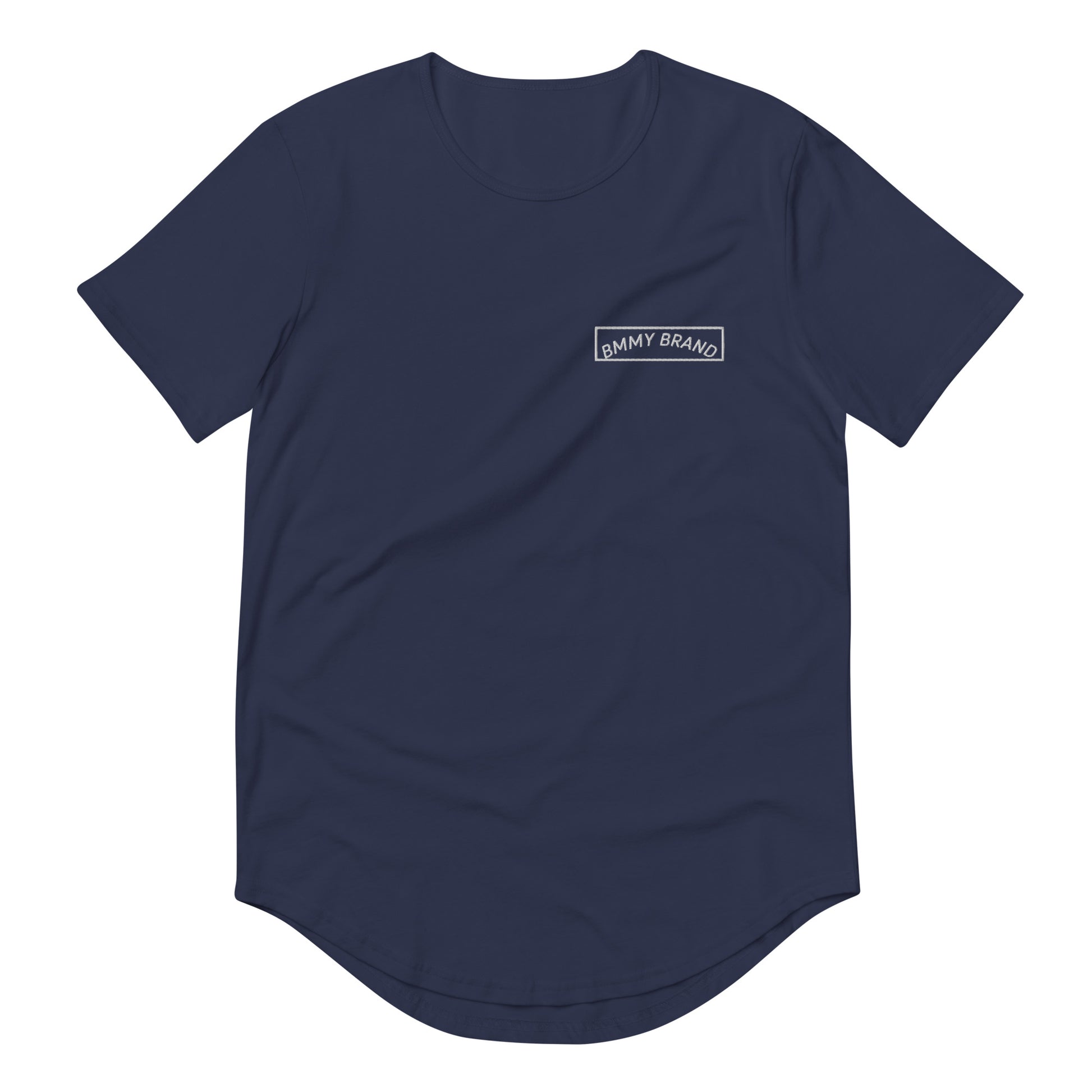 Men's T-Shirt Curved Hem Navy BMMY Logo Backside