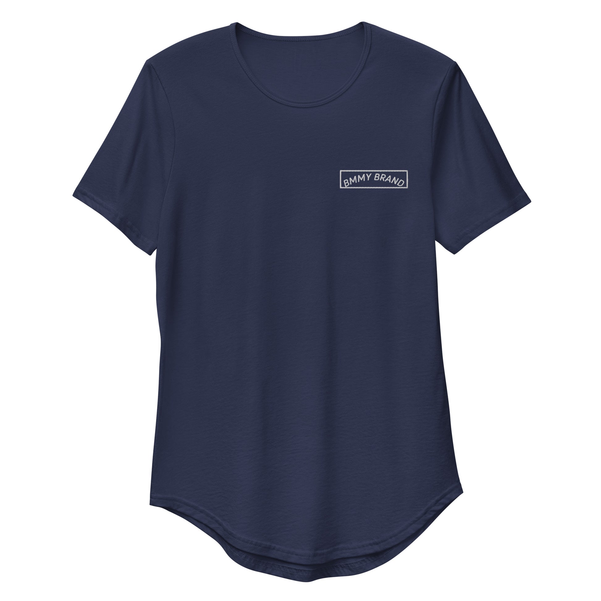 Men's T-Shirt Curved Hem Navy BMMY Logo Backside