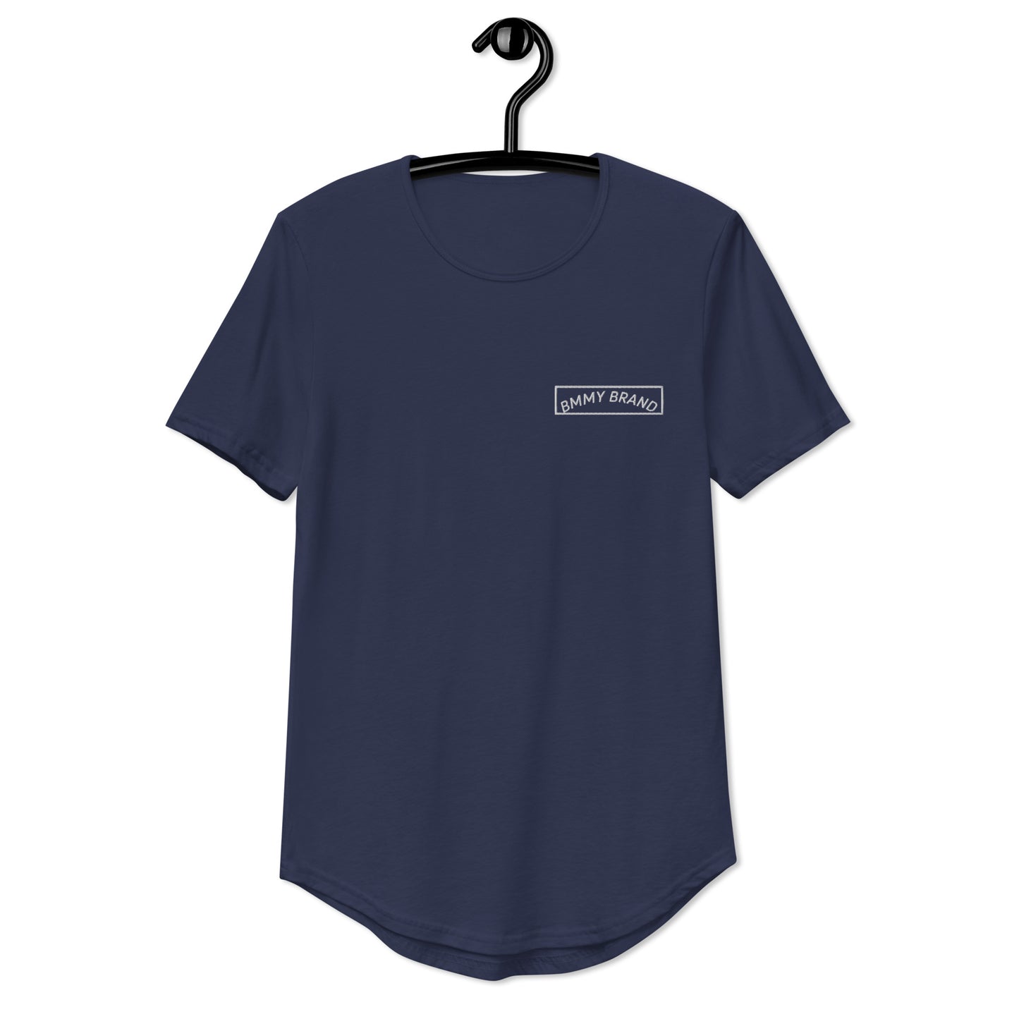 Men's T-Shirt Curved Hem Navy BMMY Logo Backside