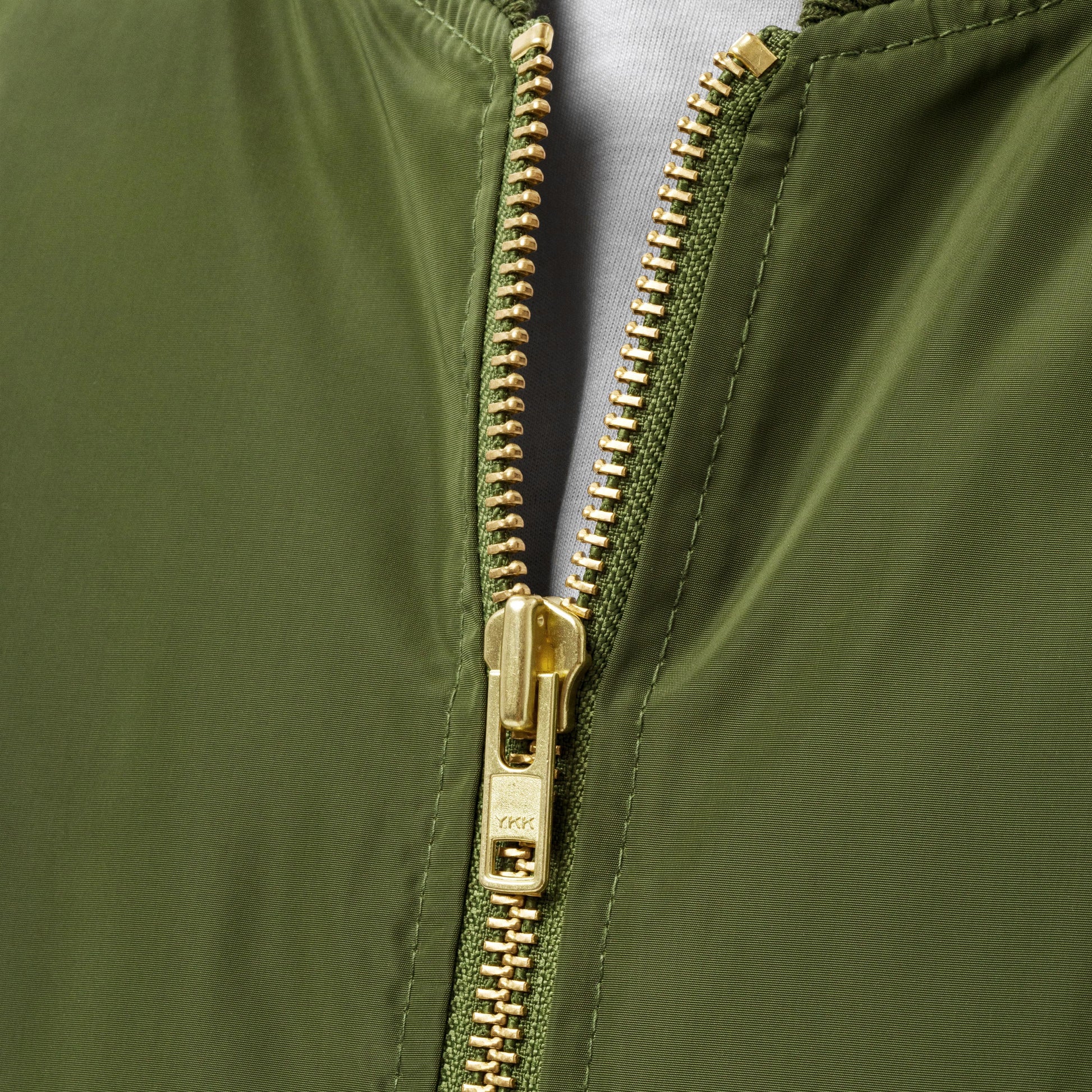 Bomber Jacket Premium Recycled Material Army Green Zipper