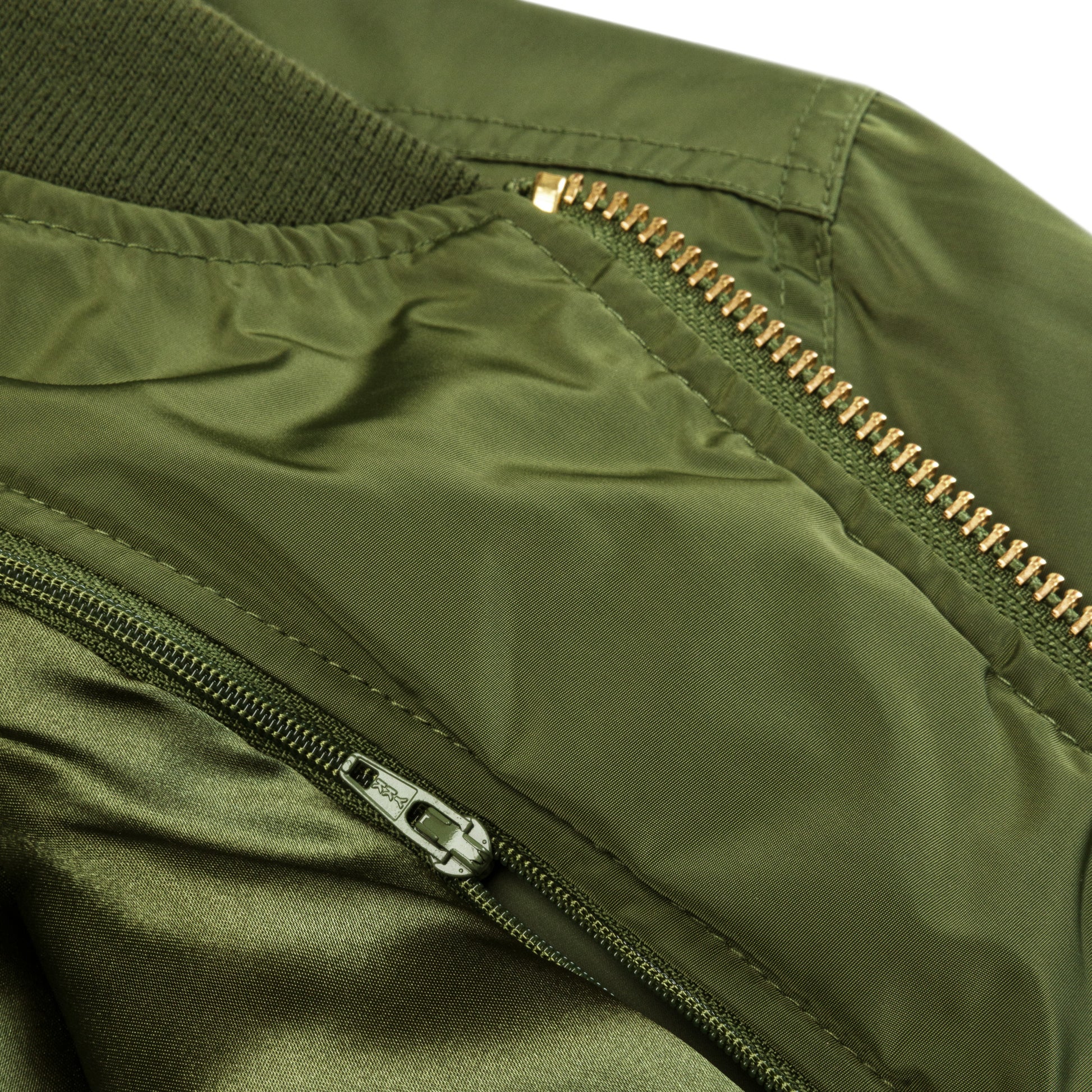 Bomber Jacket Premium Recycled Material Army Green Zipper