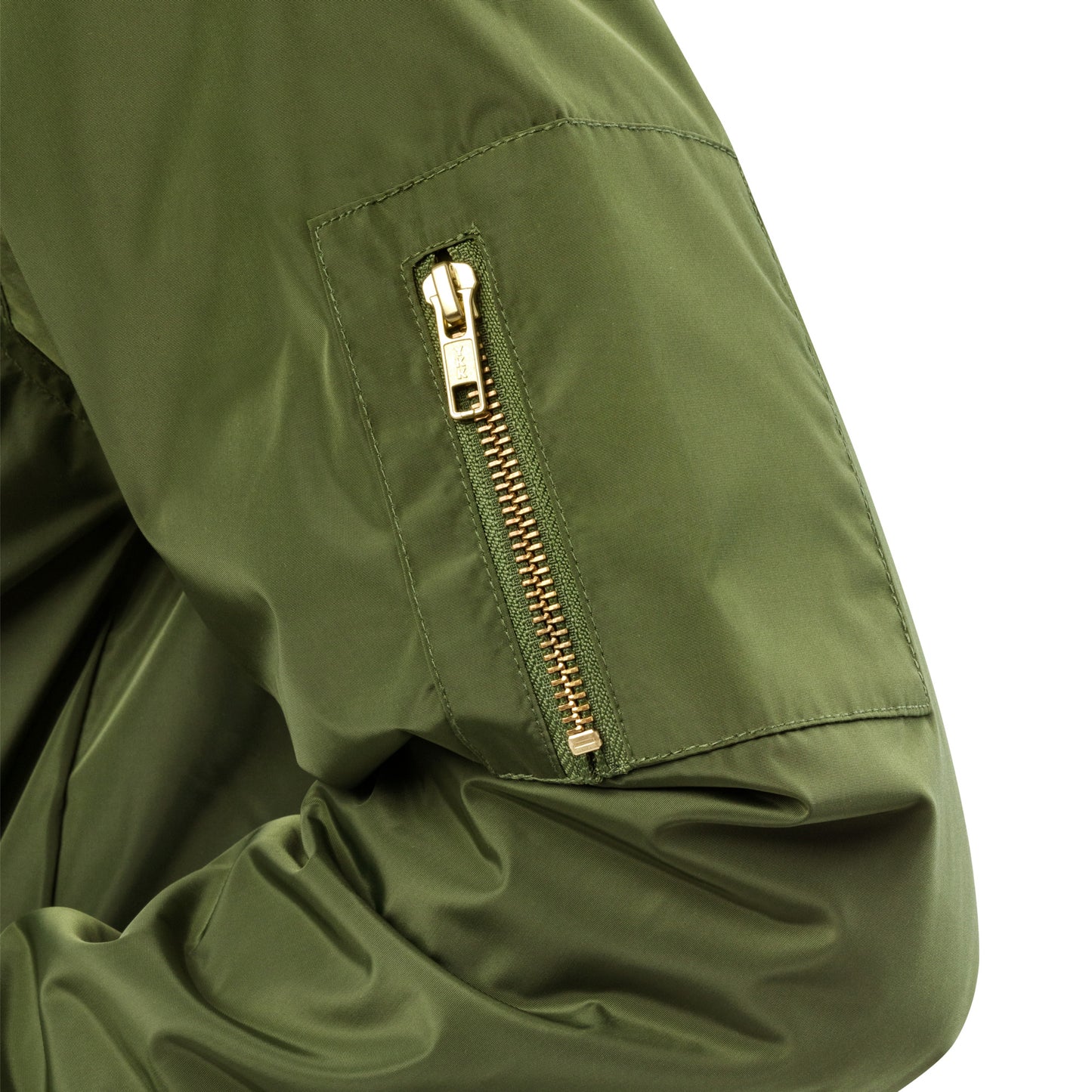 Bomber Jacket Premium Recycled Material Army Green Zipper