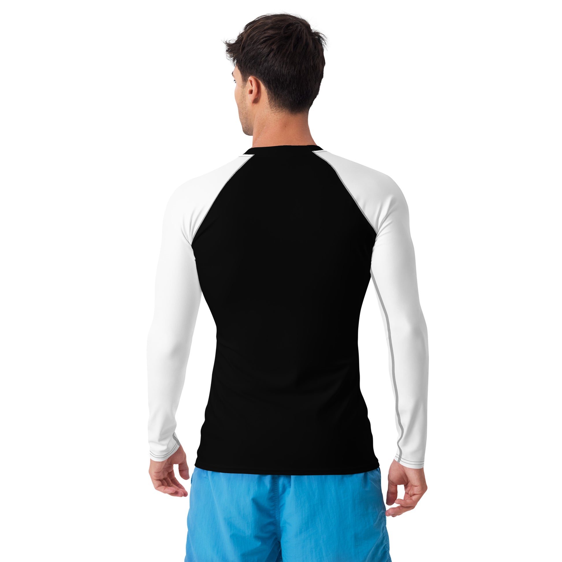 Men's Rash Guard Compression Shirt Gym Shirt Long Sleeve Shirt Black White Sleeves