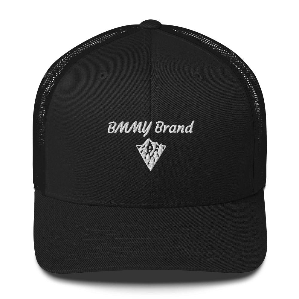 BMMY Brand cap six-panel trucker cap mesh back embroidered black