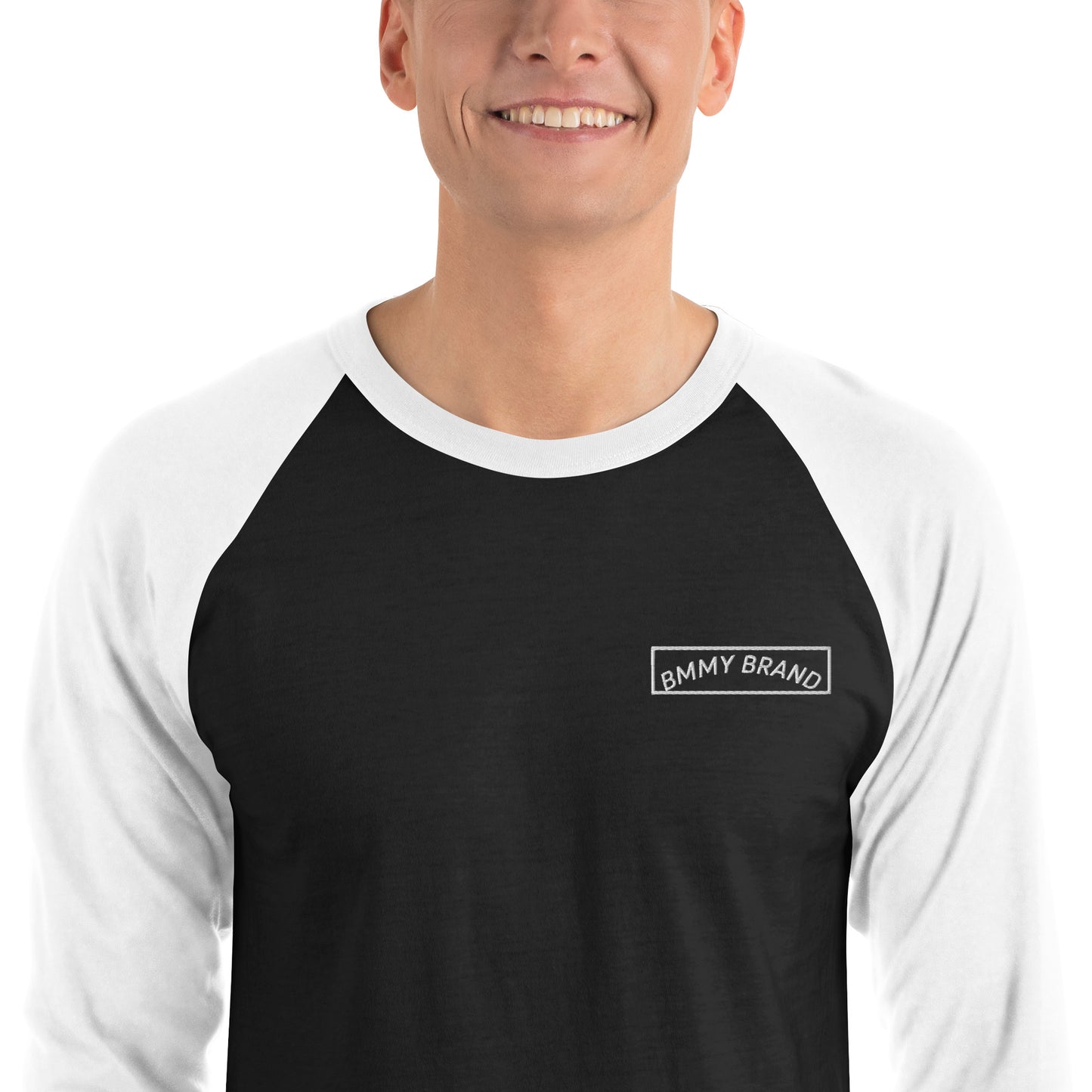 BMMY Blokes 3/4-Sleeve Raglan Shirt Black front White sleeves