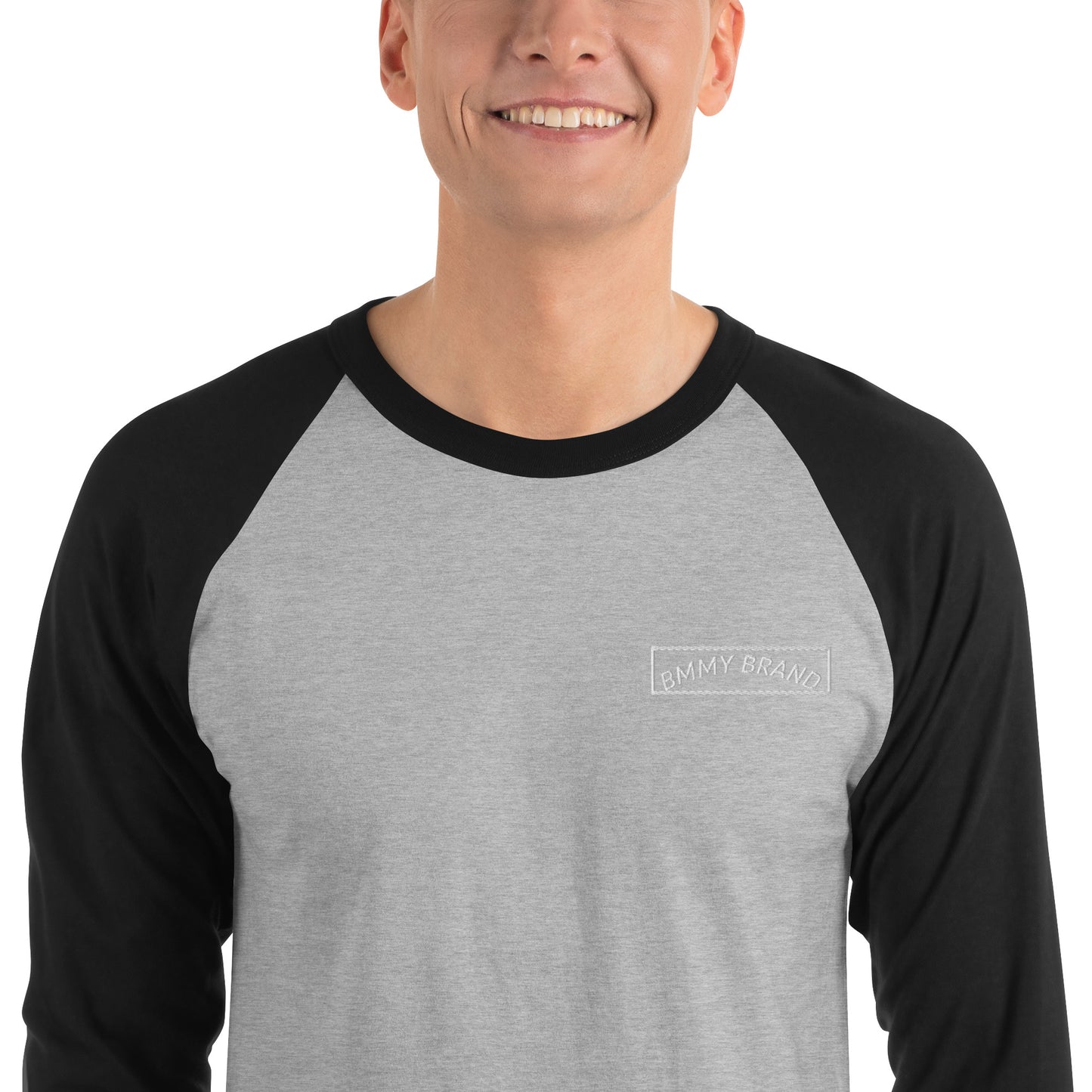 BMMY Blokes 3/4-Sleeve Raglan Shirt Grey front White sleeves