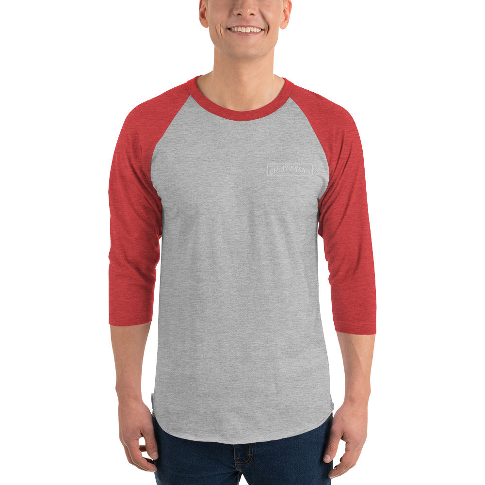 BMMY Blokes 3/4-Sleeve Raglan Shirt Grey front Red sleeves