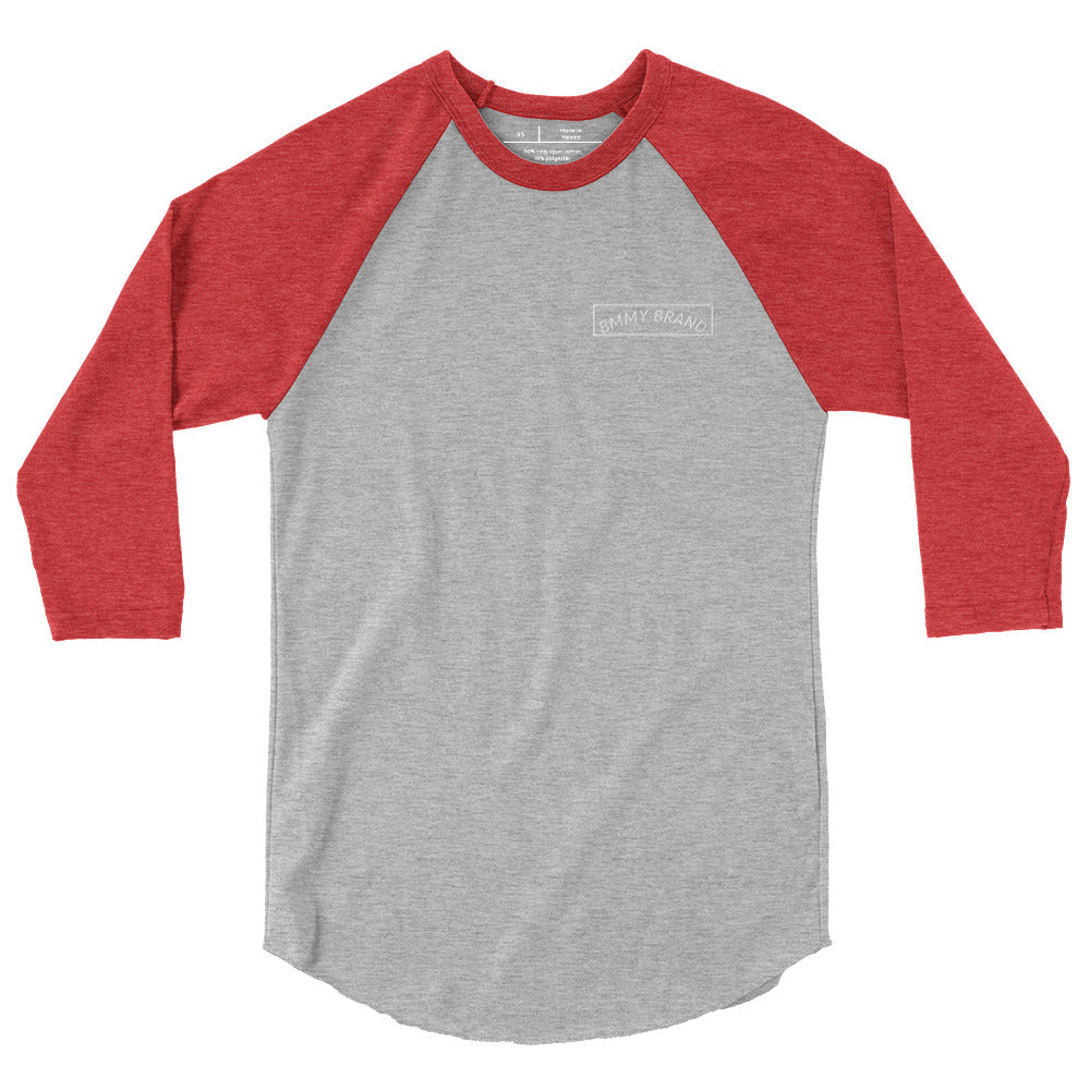 BMMY Blokes 3/4-Sleeve Raglan Shirt Grey front Red sleeves