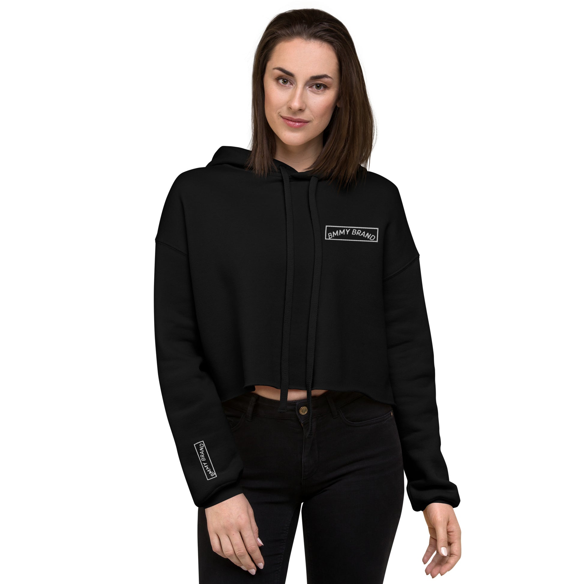 BMMY Women's Cropped Hoodie Long Sleeve Black