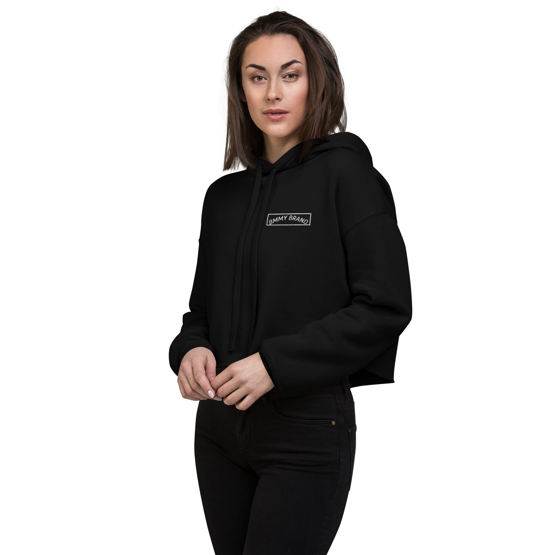 BMMY Women's Cropped Hoodie Long Sleeve Black