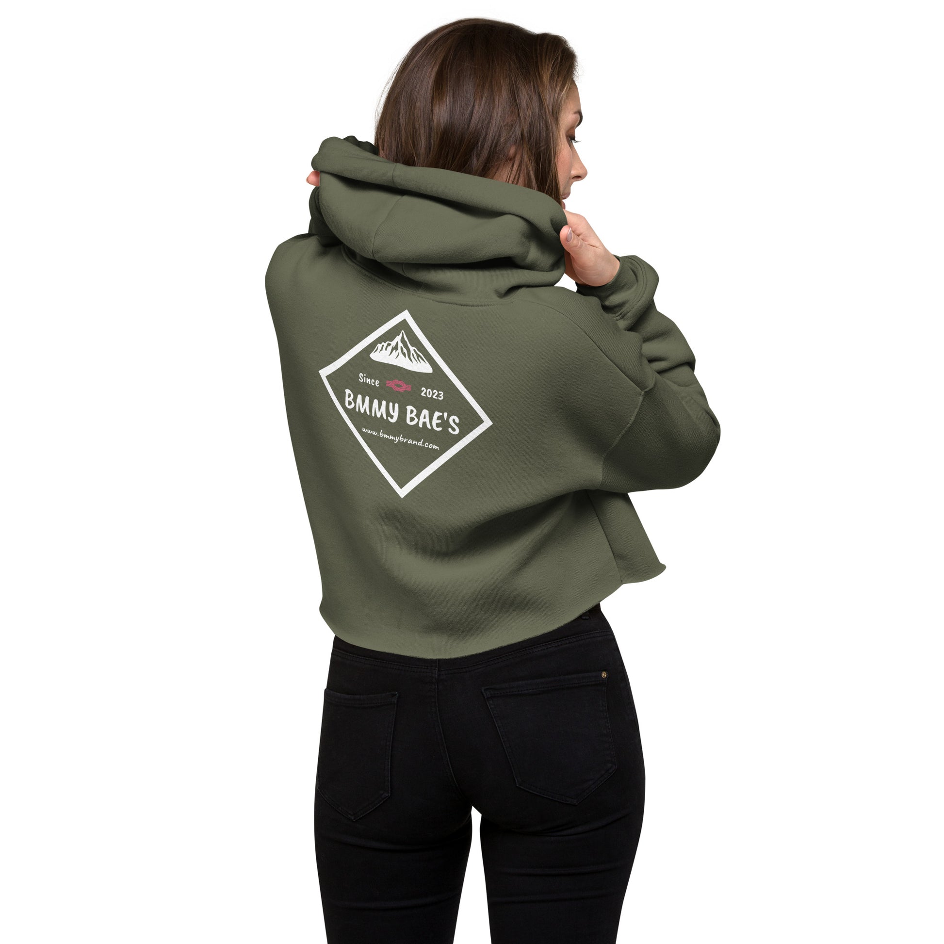 BMMY Women's Cropped Hoodie Long Sleeve Military Green