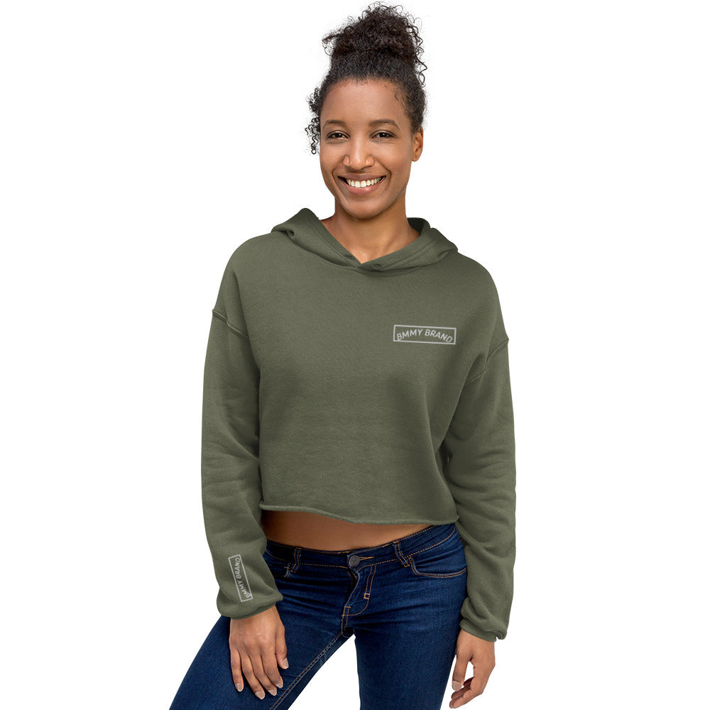 BMMY Women's Cropped Hoodie Long Sleeve Military Green