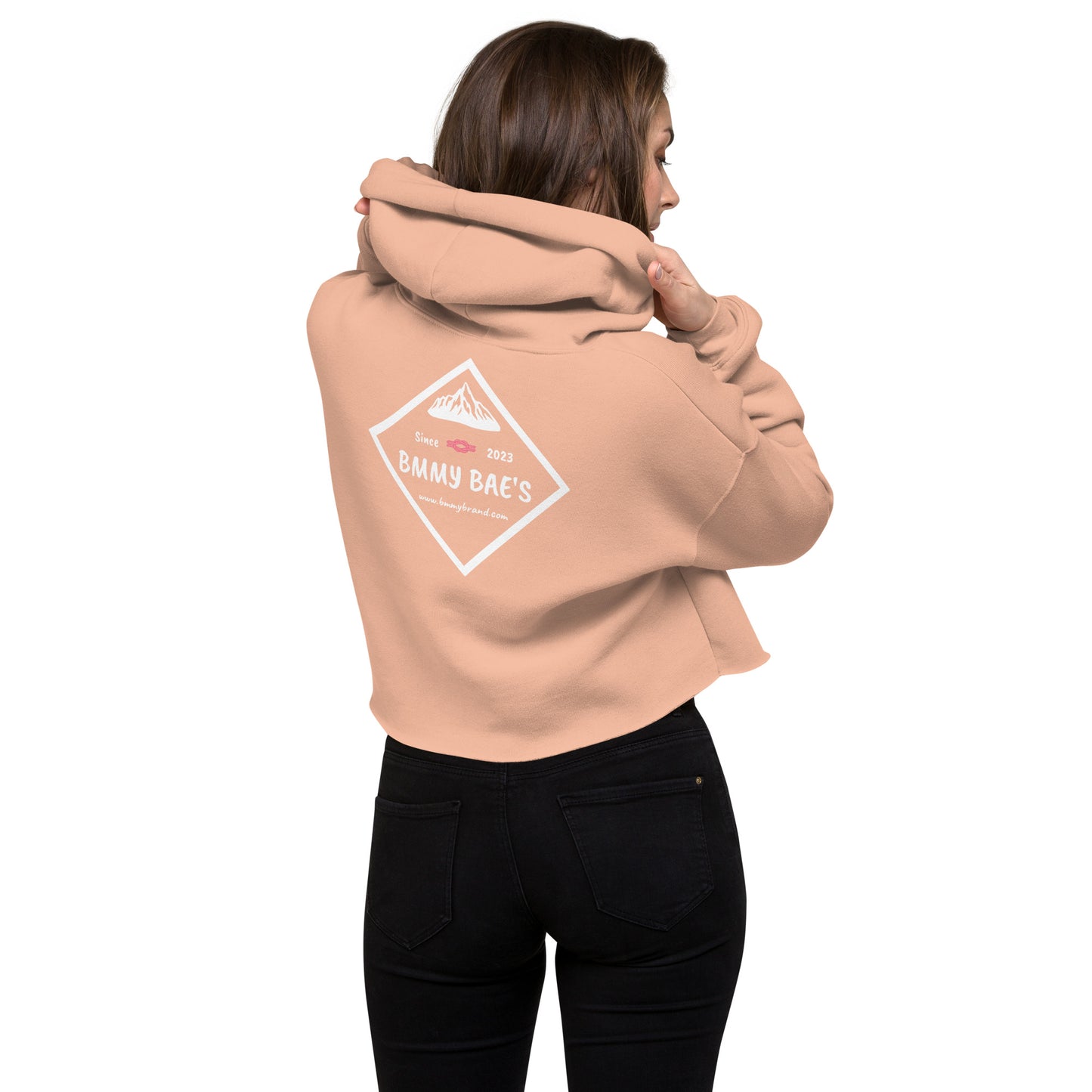 BMMY Women's Cropped Hoodie Long Sleeve Peach