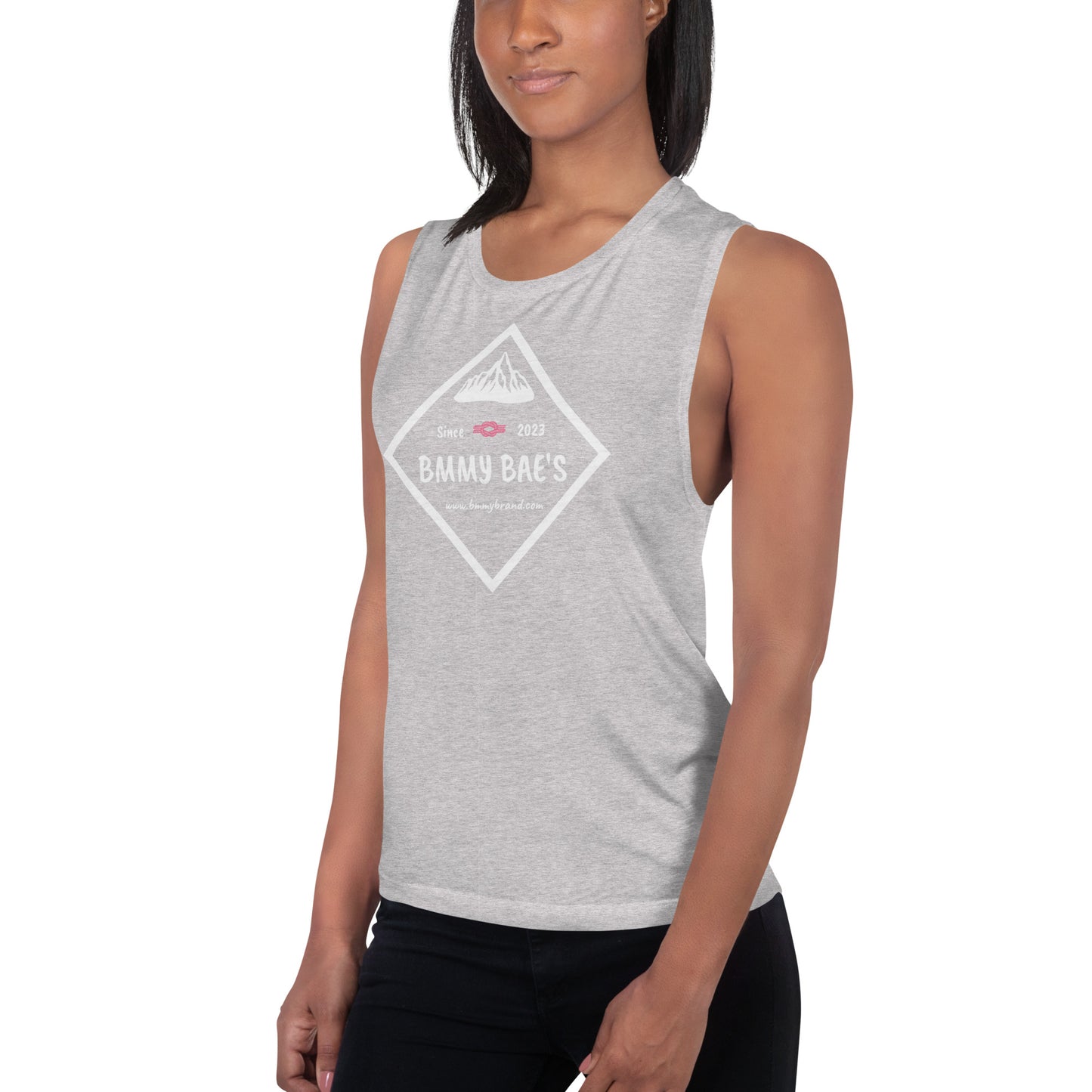 BMMY Women's Juniors Muscle Tank Top Gray