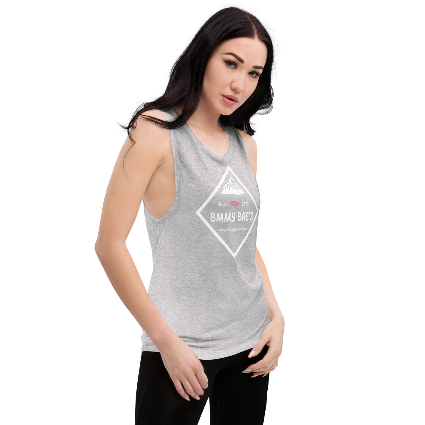 BMMY Women's Juniors Muscle Tank Top Gray