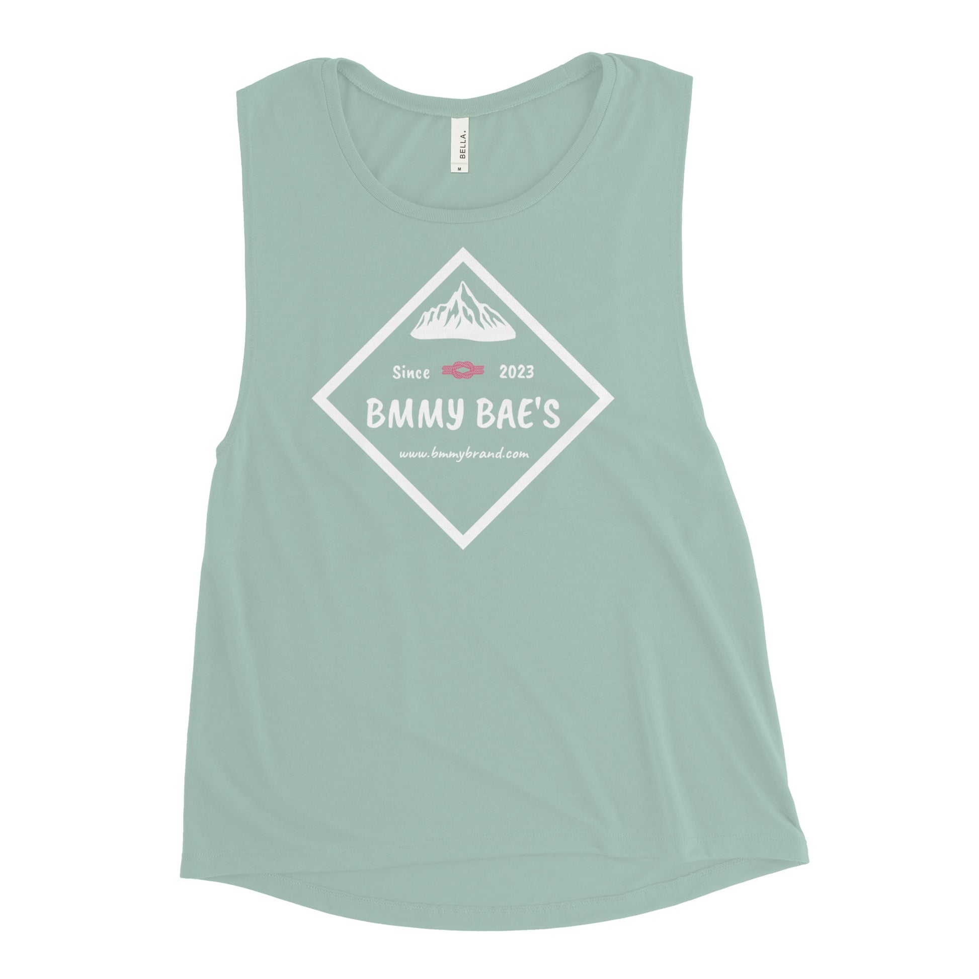 BMMY Women's Juniors Muscle Tank Top Green Dusty Blue