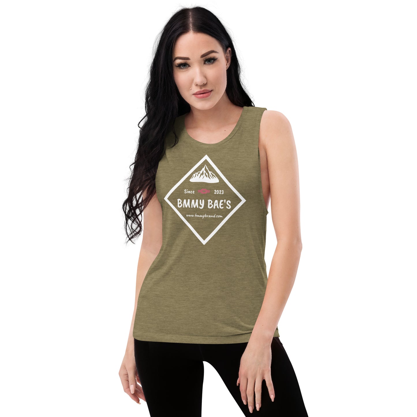 BMMY Women's Juniors Muscle Tank Top Olive