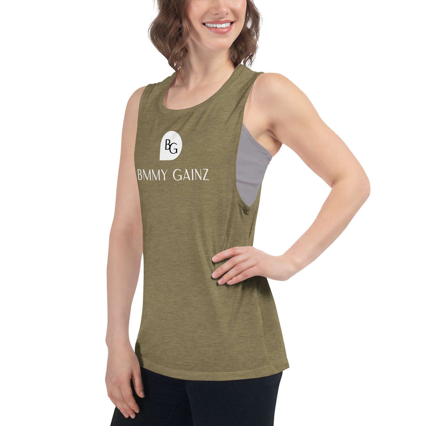 Women's Tank Top Muscle Shirt Heather Olive