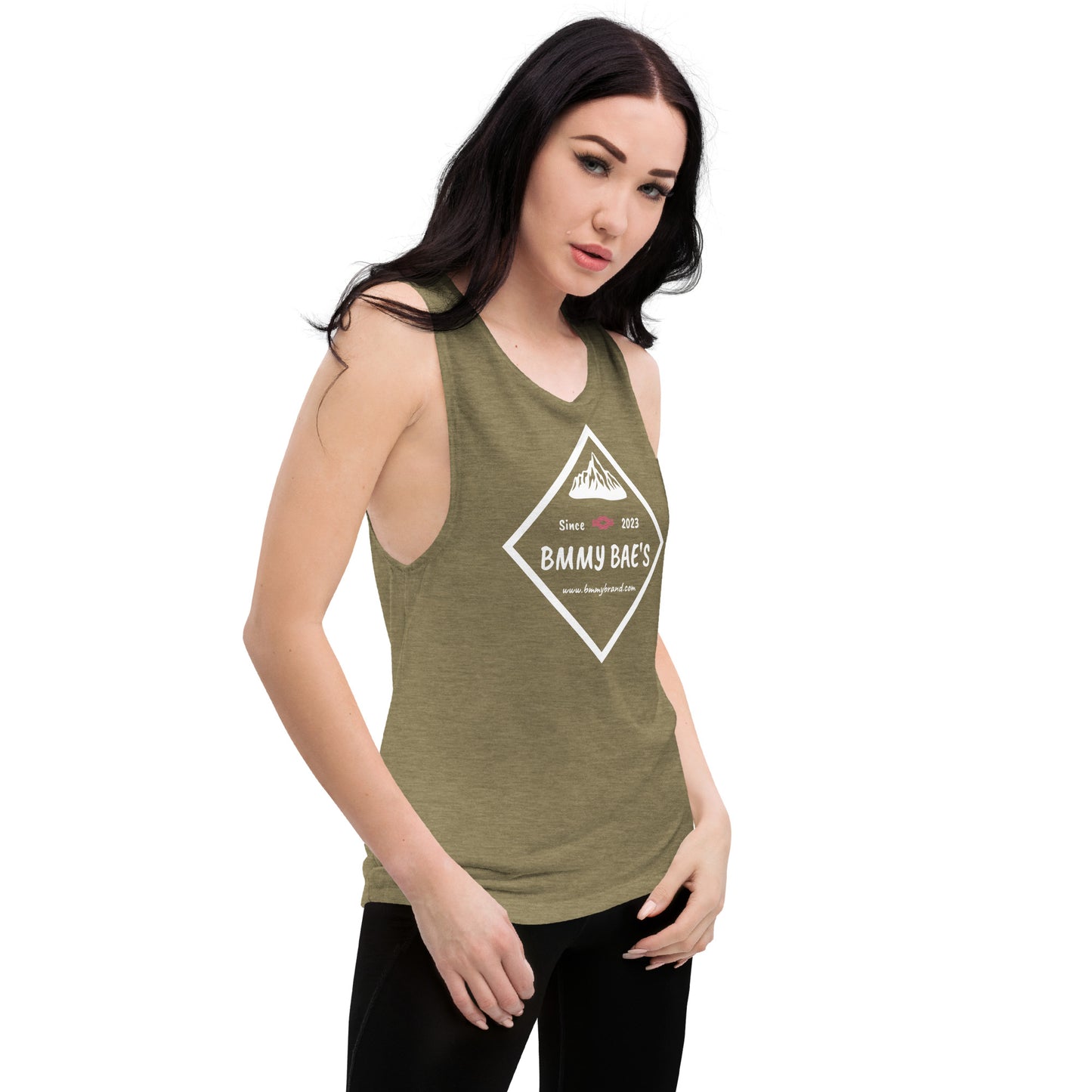 BMMY Women's Juniors Muscle Tank Top Olive