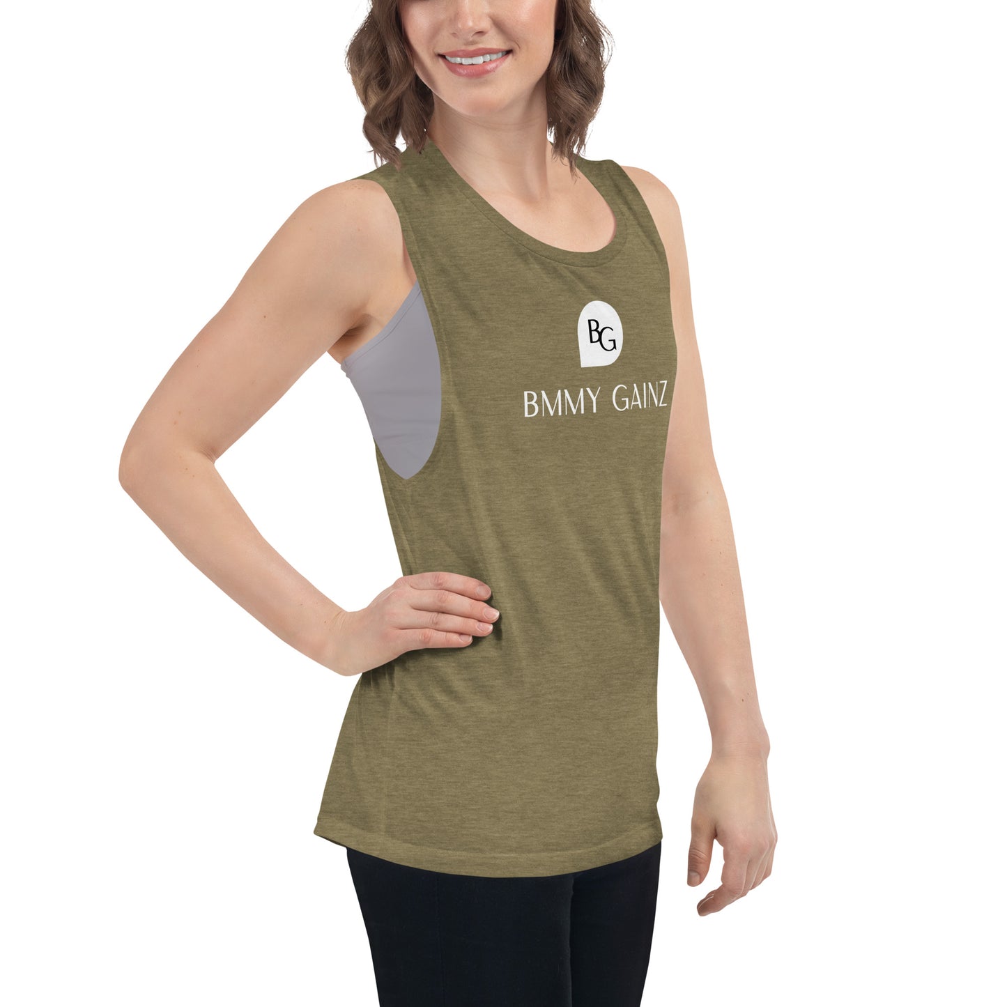 Women's Tank Top Muscle Shirt Khaki Olive Heather